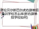 呼伦贝尔新巴尔虎右旗单招集训学校怎么样(新右旗单招学校如何)