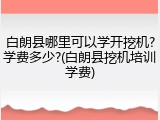 白朗县哪里可以学开挖机?学费多少?(白朗县挖机培训学费)