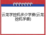 云龙学挖机多少学费(云龙挖机学费)