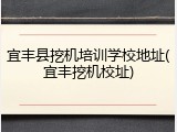 宜丰县挖机培训学校地址(宜丰挖机校址)