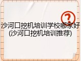 沙河口挖机培训学校哪家好(沙河口挖机培训推荐)