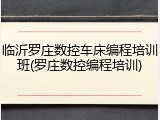 临沂罗庄数控车床编程培训班(罗庄数控编程培训)