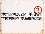 漳州龙海2026年单招培训学校有哪些(龙海单招培训)