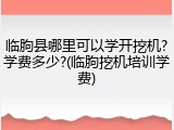 临朐县哪里可以学开挖机?学费多少?(临朐挖机培训学费)