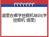 道里在哪学挖掘机培训(学挖掘机 道里)