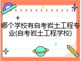 哪个学校有自考岩土工程专业(自考岩土工程学校)
