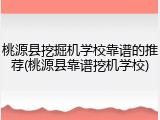 桃源县挖掘机学校靠谱的推荐(桃源县靠谱挖机学校)