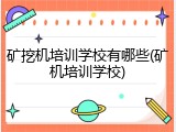 矿挖机培训学校有哪些(矿机培训学校)