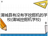 蒲城县有没有学挖掘机的学校(蒲城挖掘机学校)