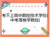 考不上高中数控技术学校(中考落榜学数控)