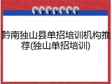 黔南独山县单招培训机构推荐(独山单招培训)