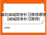 潍坊潍城高考补习推荐哪家(潍城高考补习推荐)