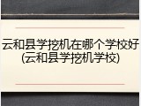 云和县学挖机在哪个学校好(云和县学挖机学校)