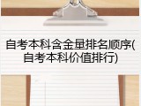 自考本科含金量排名顺序(自考本科价值排行)