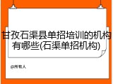 甘孜石渠县单招培训的机构有哪些(石渠单招机构)