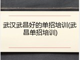 武汉武昌好的单招培训(武昌单招培训)