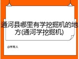 通河县哪里有学挖掘机的地方(通河学挖掘机)