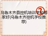 乌鲁木齐县挖机培训学校哪家好(乌鲁木齐挖机学校推荐)