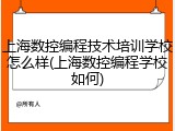 上海数控编程技术培训学校怎么样(上海数控编程学校如何)