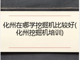 化州在哪学挖掘机比较好(化州挖掘机培训)