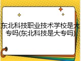 东北科技职业技术学校是大专吗(东北科技是大专吗)
