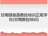 甘南碌曲县数控培训正规学校(甘南数控培训)