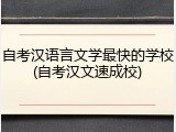 自考汉语言文学最快的学校(自考汉文速成校)