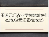 玉溪元江农业学校地址在什么地方(元江农校地址)