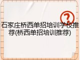 石家庄桥西单招培训学校推荐(桥西单招培训推荐)