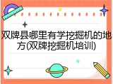 双牌县哪里有学挖掘机的地方(双牌挖掘机培训)