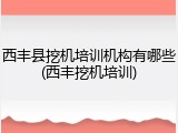 西丰县挖机培训机构有哪些(西丰挖机培训)