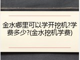 金水哪里可以学开挖机?学费多少?(金水挖机学费)