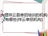 大理祥云县单招培训的机构有哪些(祥云单招机构)