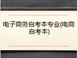 电子商务自考本专业(电商自考本)