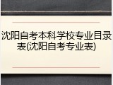 沈阳自考本科学校专业目录表(沈阳自考专业表)