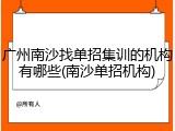 广州南沙找单招集训的机构有哪些(南沙单招机构)