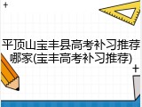 平顶山宝丰县高考补习推荐哪家(宝丰高考补习推荐)
