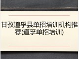 甘孜道孚县单招培训机构推荐(道孚单招培训)