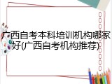 广西自考本科培训机构哪家好(广西自考机构推荐)