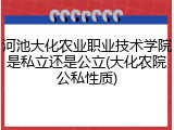 河池大化农业职业技术学院是私立还是公立(大化农院公私性质)