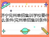 济宁兖州单招集训学校要什么条件(兖州单招集训条件)