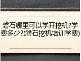 磐石哪里可以学开挖机?学费多少?(磐石挖机培训学费)
