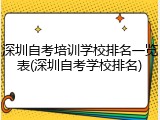 深圳自考培训学校排名一览表(深圳自考学校排名)