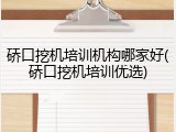 硚口挖机培训机构哪家好(硚口挖机培训优选)