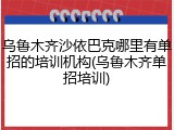 乌鲁木齐沙依巴克哪里有单招的培训机构(乌鲁木齐单招培训)