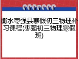 衡水枣强县寒假初三物理补习课程(枣强初三物理寒假班)