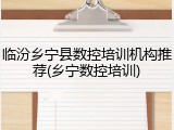 临汾乡宁县数控培训机构推荐(乡宁数控培训)