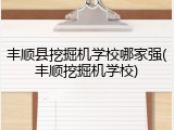 丰顺县挖掘机学校哪家强(丰顺挖掘机学校)