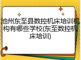 池州东至县数控机床培训机构有哪些学校(东至数控机床培训)