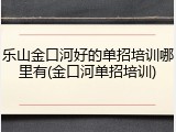 乐山金口河好的单招培训哪里有(金口河单招培训)